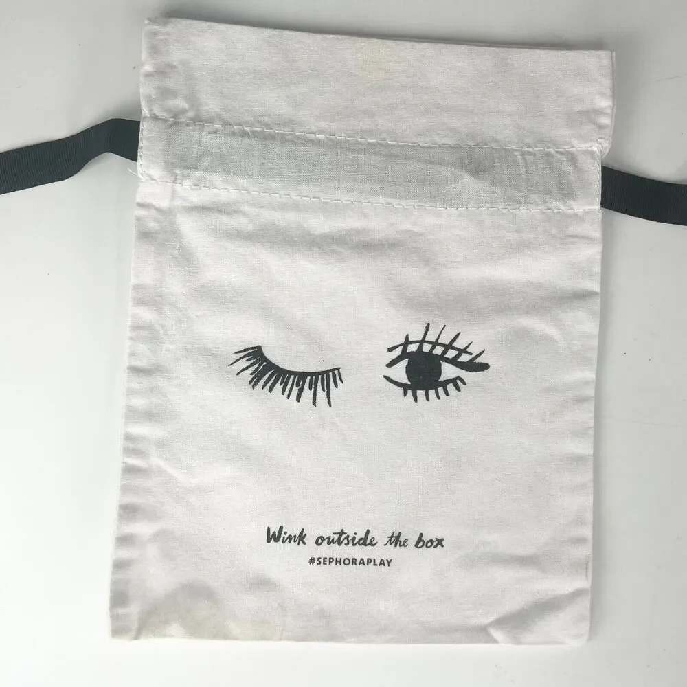 Sephora Wink Outside the Box Drawstring Cloth MakeUp Delicates Travel Bag Newbl